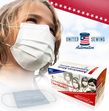 Load image into Gallery viewer, young girl wearing white kids face mask made in usa