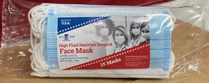 bag of blue disposable face masks made in usa