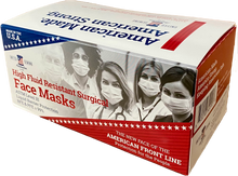 Load image into Gallery viewer, box of white disposable face masks made in usa