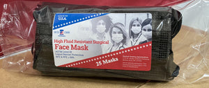 bag of black disposable face masks made in usa