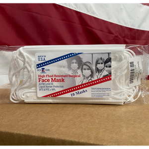 pack of white disposable face masks made in usa